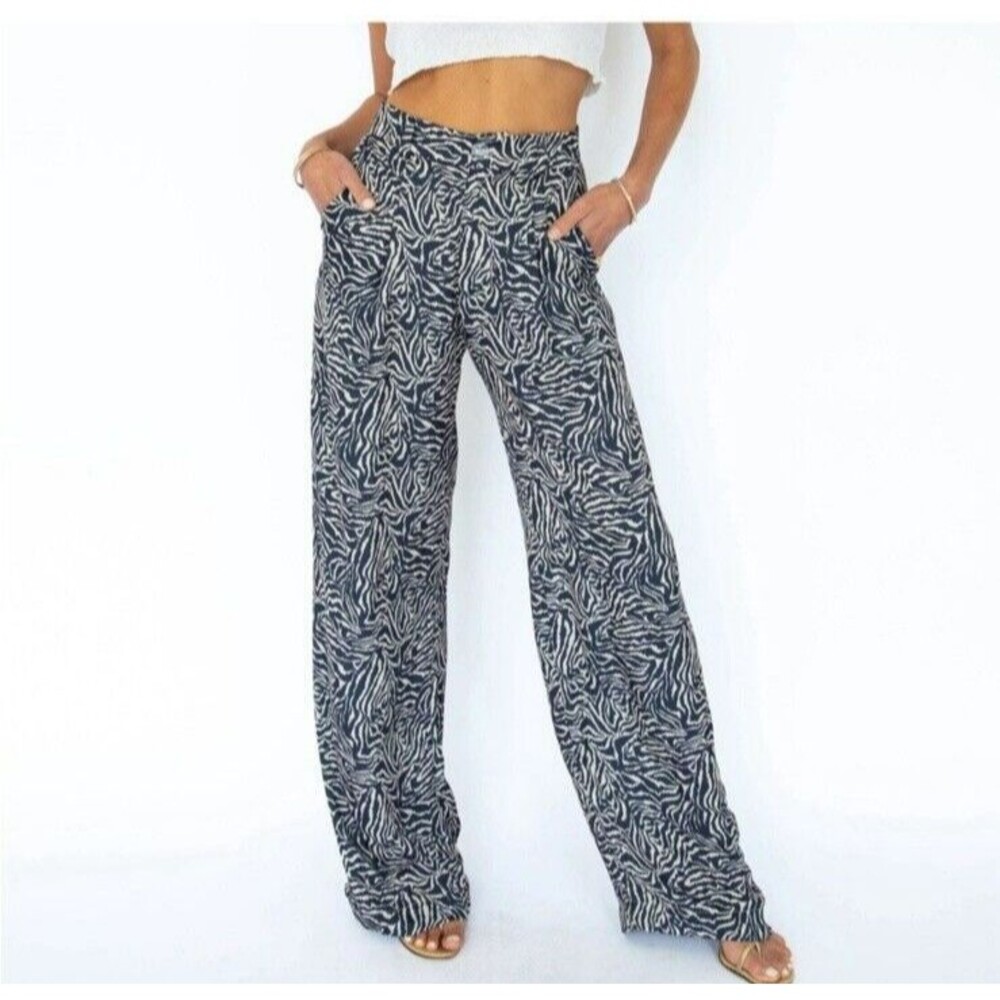 Resa Pants Womens Small Sasha Trouser in Zeppelin Pockets Wide Leg Boho Flowy